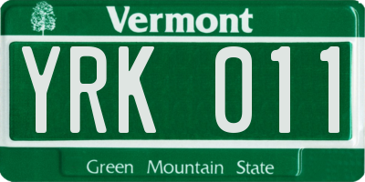 VT license plate YRK011