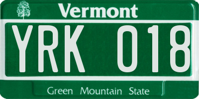 VT license plate YRK018