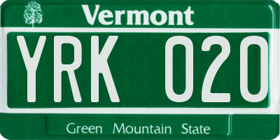 VT license plate YRK020