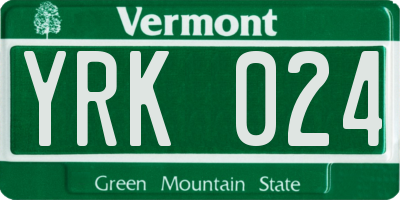 VT license plate YRK024