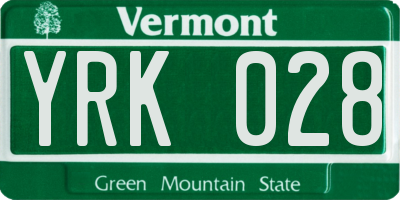 VT license plate YRK028