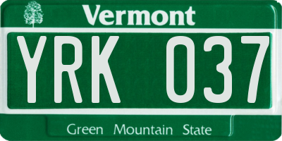 VT license plate YRK037