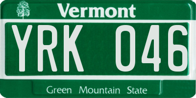 VT license plate YRK046