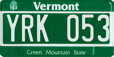 VT license plate YRK053