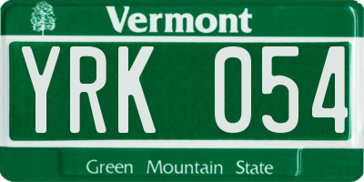 VT license plate YRK054