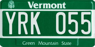 VT license plate YRK055