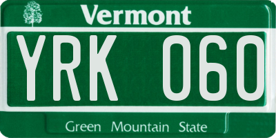 VT license plate YRK060