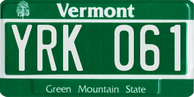 VT license plate YRK061