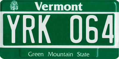 VT license plate YRK064