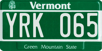 VT license plate YRK065