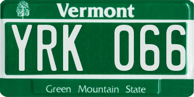 VT license plate YRK066