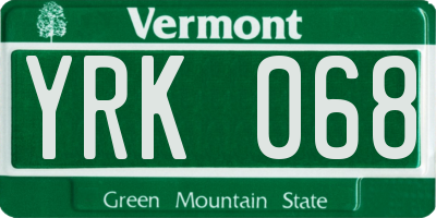 VT license plate YRK068