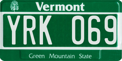 VT license plate YRK069