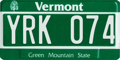 VT license plate YRK074