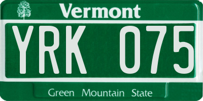 VT license plate YRK075