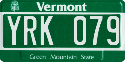 VT license plate YRK079