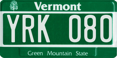 VT license plate YRK080