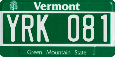 VT license plate YRK081