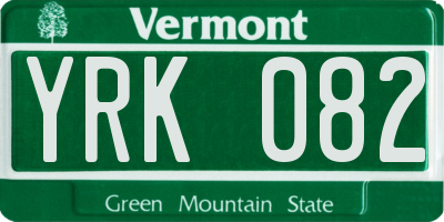 VT license plate YRK082