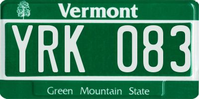 VT license plate YRK083