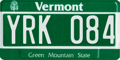 VT license plate YRK084