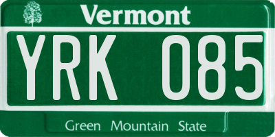 VT license plate YRK085