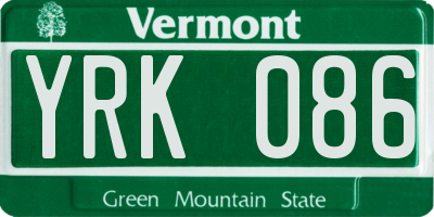 VT license plate YRK086