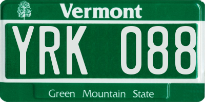 VT license plate YRK088
