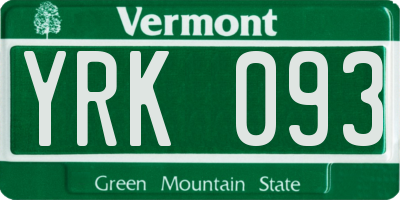 VT license plate YRK093