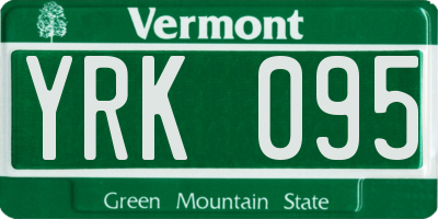 VT license plate YRK095
