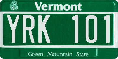 VT license plate YRK101