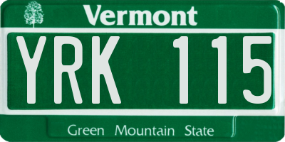 VT license plate YRK115
