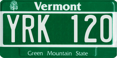 VT license plate YRK120