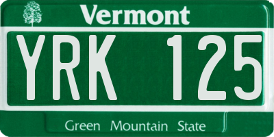 VT license plate YRK125