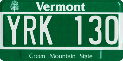 VT license plate YRK130