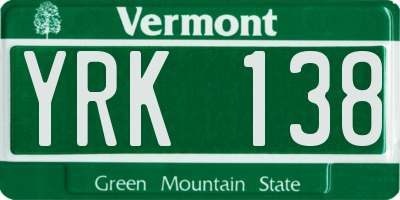 VT license plate YRK138