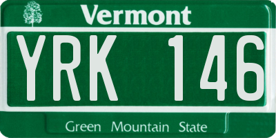 VT license plate YRK146