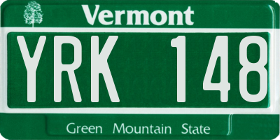 VT license plate YRK148