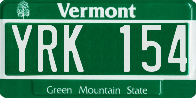 VT license plate YRK154