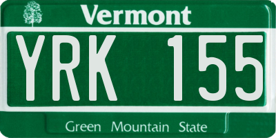 VT license plate YRK155