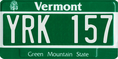 VT license plate YRK157