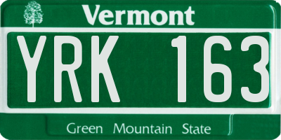 VT license plate YRK163