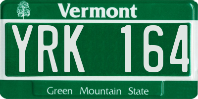 VT license plate YRK164