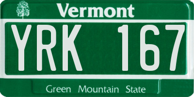 VT license plate YRK167