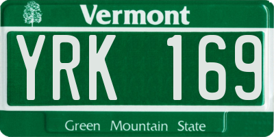 VT license plate YRK169