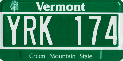 VT license plate YRK174