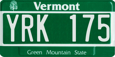 VT license plate YRK175