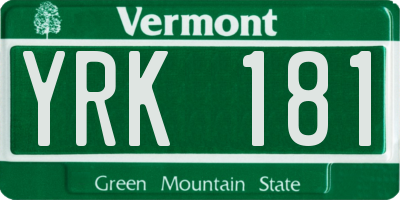 VT license plate YRK181