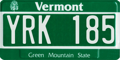 VT license plate YRK185