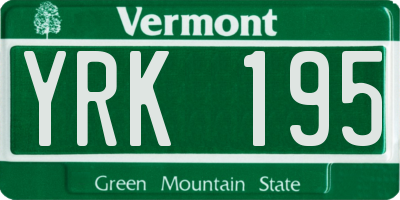 VT license plate YRK195